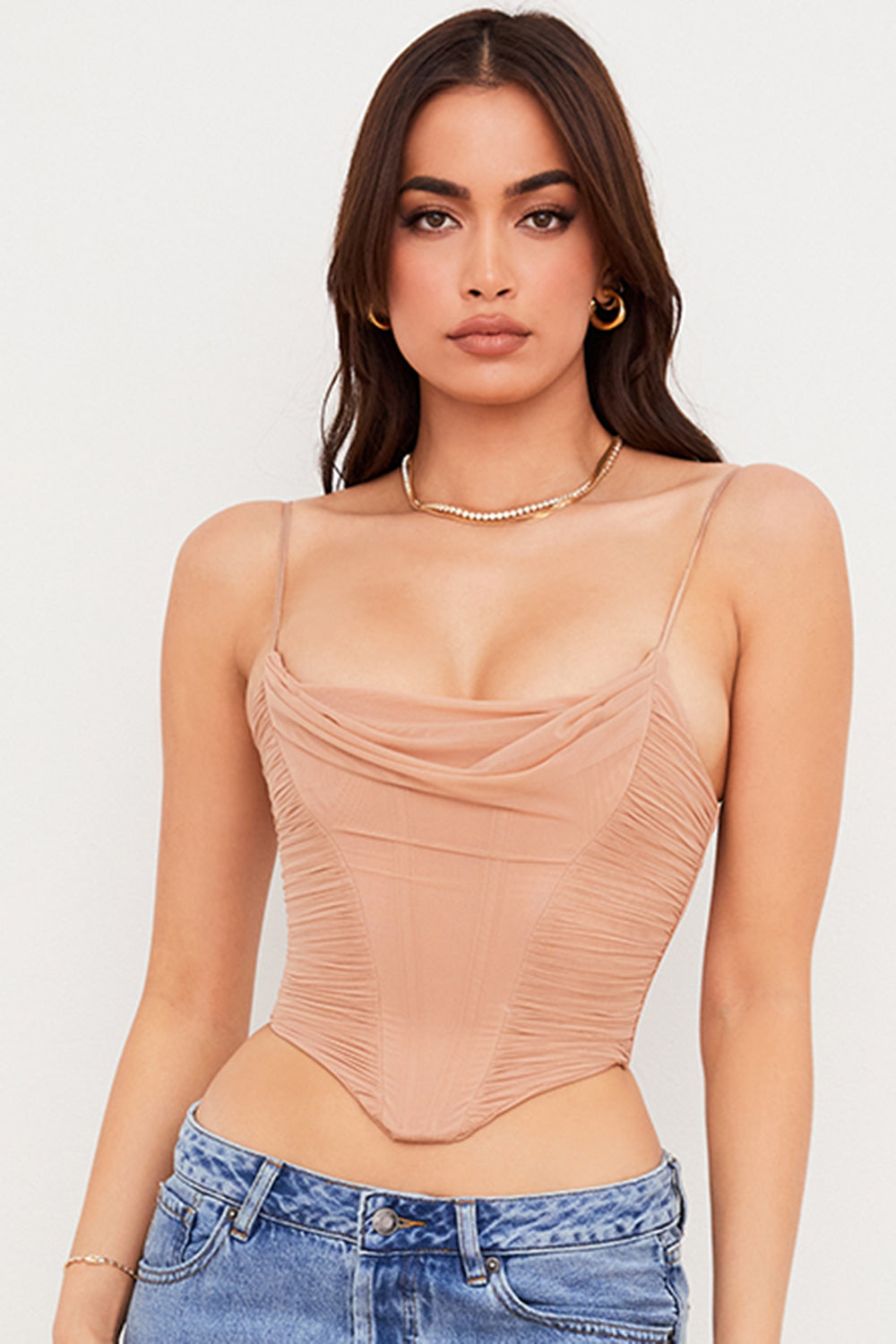 Givienne - Draped Mesh Corset