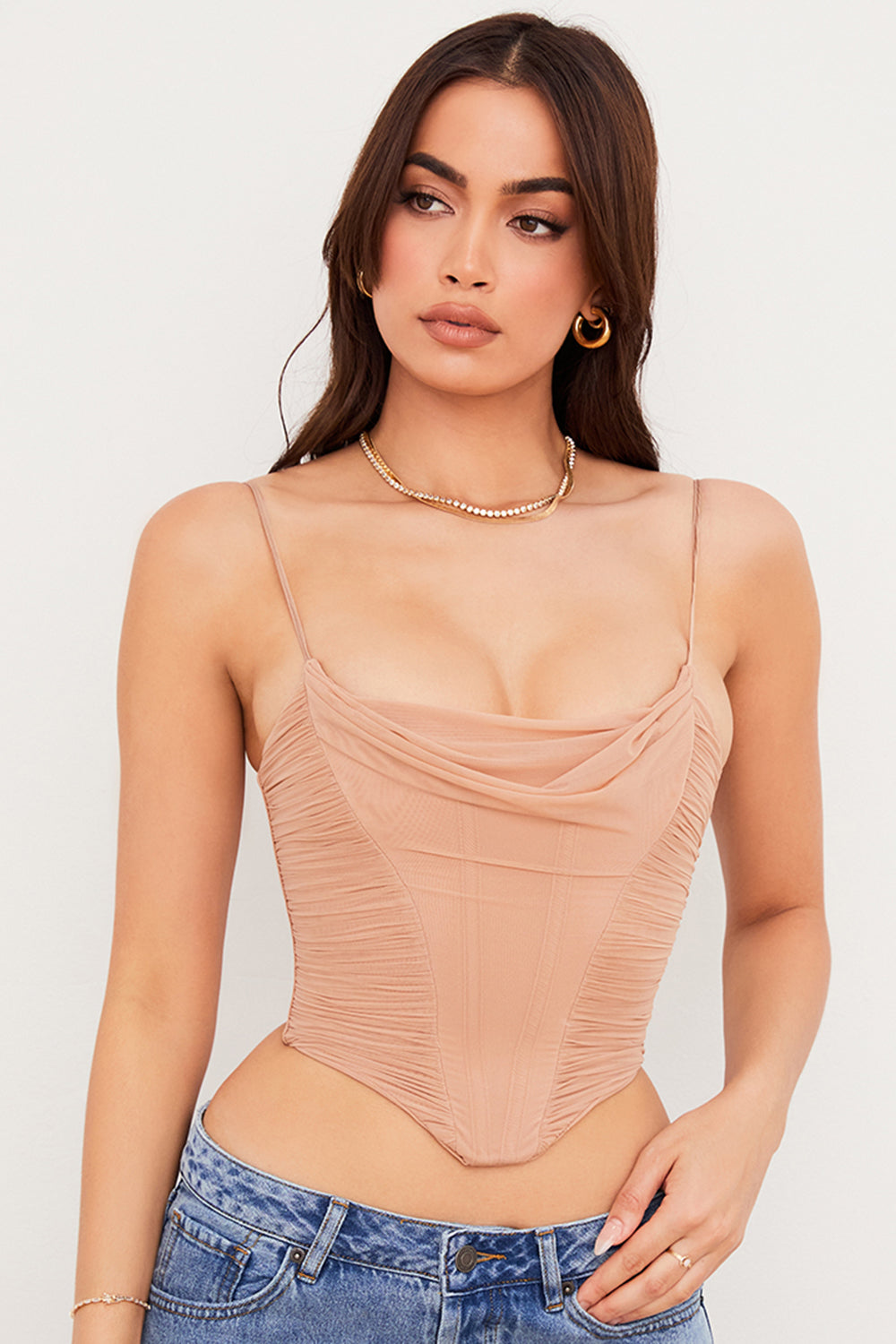 Givienne - Draped Mesh Corset