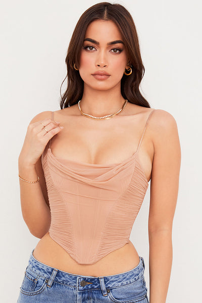 Givienne - Draped Mesh Corset