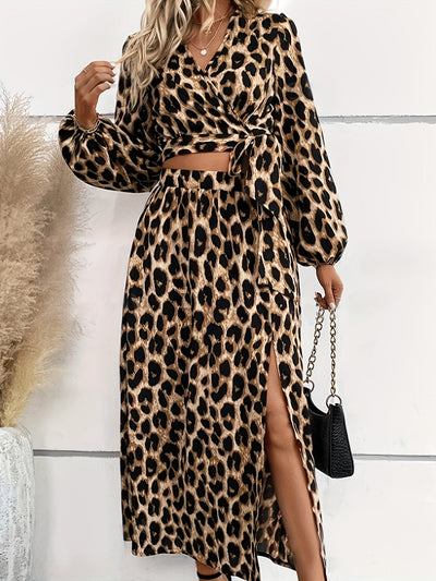 Genevieve | Leopard Print Split Hem Sexy Set 