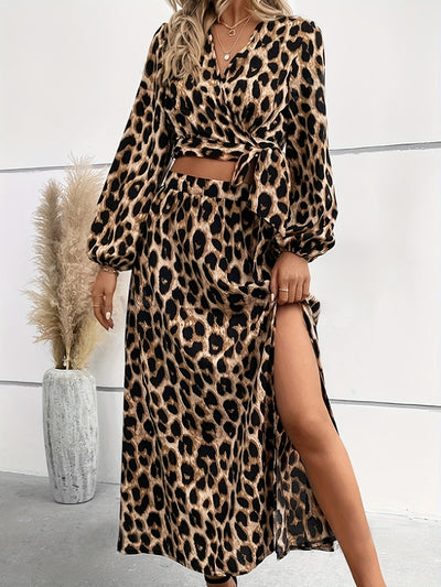 Genevieve | Leopard Print Split Hem Sexy Set 