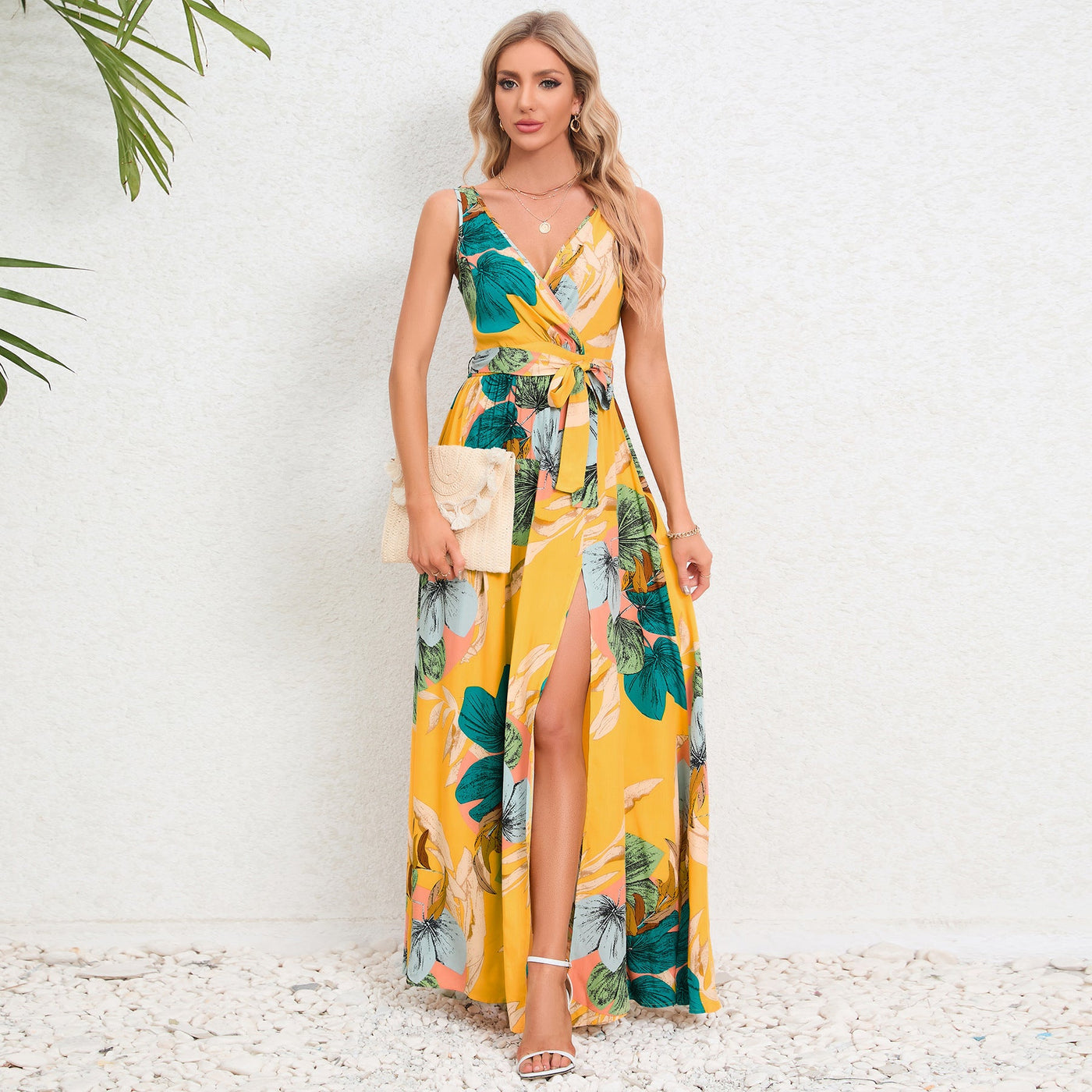 Geraldine | Elegante Maxi Jurk met Tropische Print