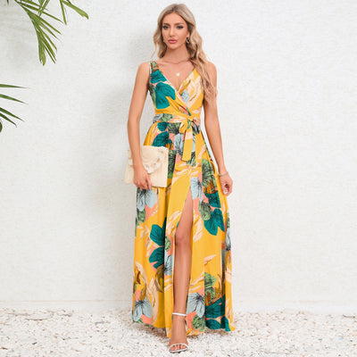 Geraldine | Elegante Maxi Jurk met Tropische Print