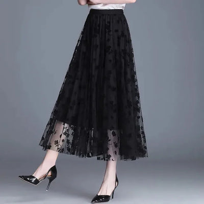 Eloise - Stylish Mesh Midi Skirt