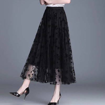 Eloise - Stylish Mesh Midi Skirt