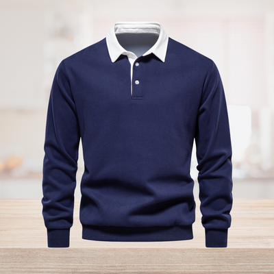 Elegante herenpolo met lange mouwen en klassieke kraag