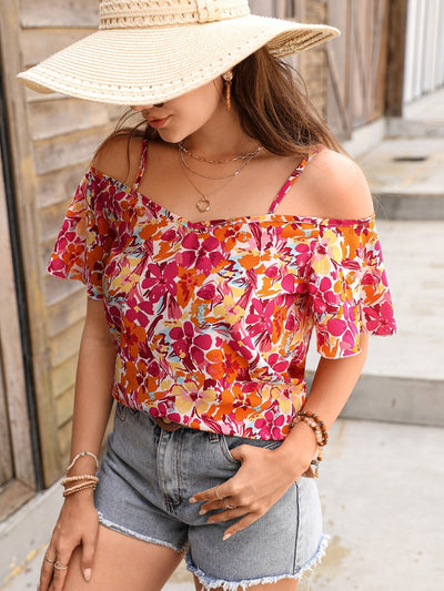Giselle | Elegant Off-Shoulder Blouse with Floral Print