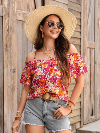 Giselle | Elegant Off-Shoulder Blouse with Floral Print