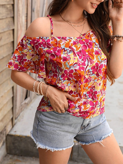 Giselle | Elegant Off-Shoulder Blouse with Floral Print