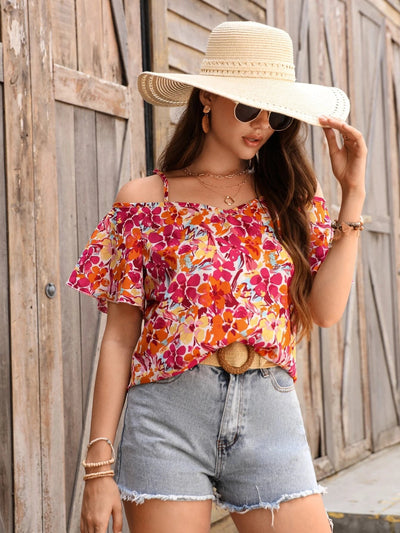 Giselle | Elegant Off-Shoulder Blouse with Floral Print