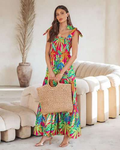 Greta | Bohemian Maxi Jurk met Tropische Print