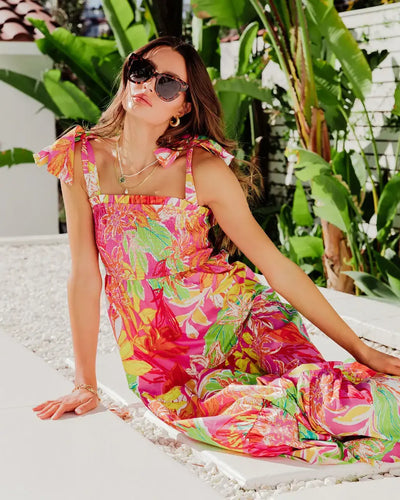 Greta | Bohemian Maxi Jurk met Tropische Print
