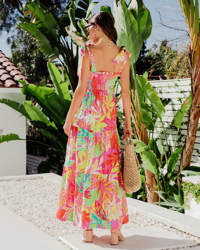 Greta | Bohemian Maxi Jurk met Tropische Print