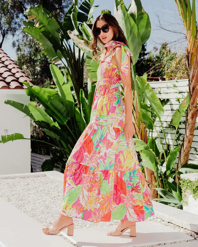 Greta | Bohemian Maxi Jurk met Tropische Print