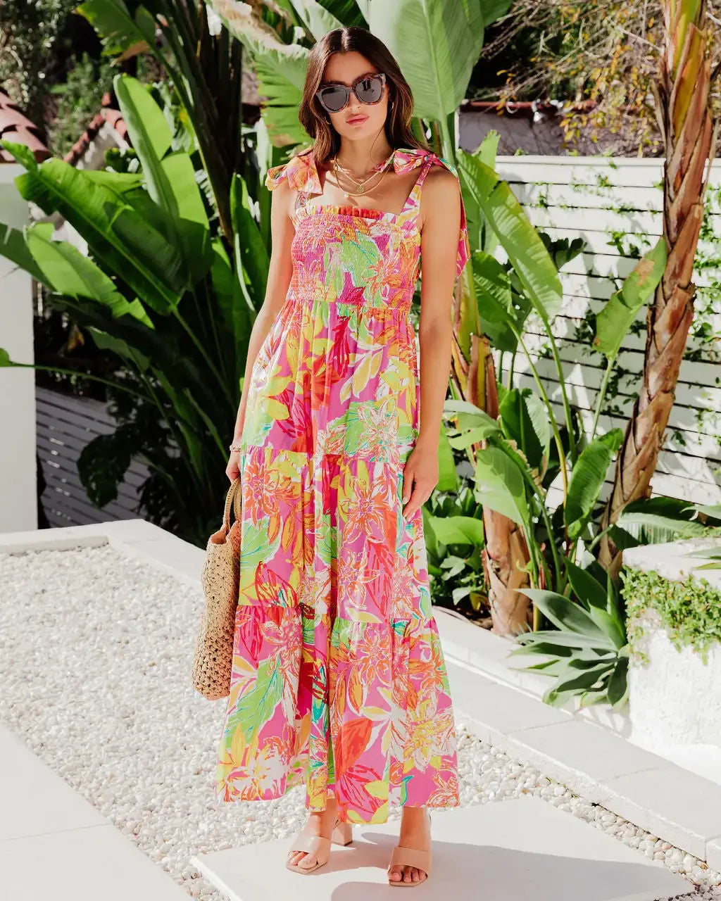Greta | Bohemian Maxi Jurk met Tropische Print