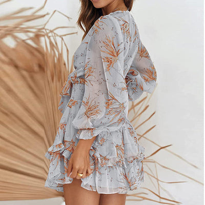 Sylvie - Bedrukte chiffon jurk eenvoudig