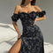 Semana - Maxi-jurk met pofmouwen