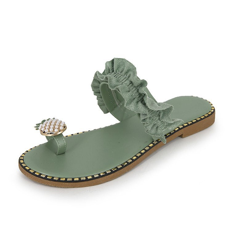 Livia - sandals with ruffles and pineapple details