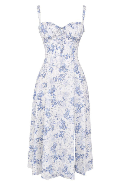 Venice - bloemen bustierjurk met taille vormgeving