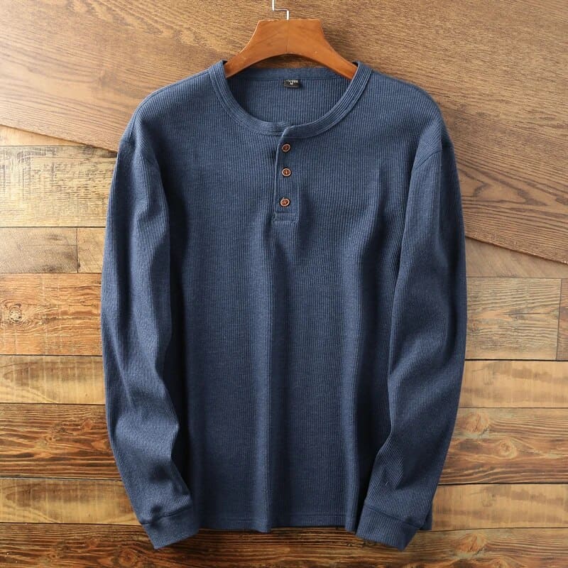 Klassiek henley-shirt met lange mouwen voor mannen