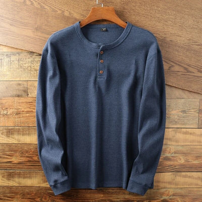 Klassiek henley-shirt met lange mouwen voor mannen