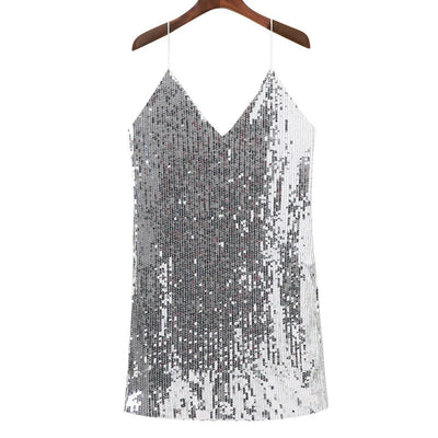 Fenna Glitter Jurk met Spaghettibandjes.