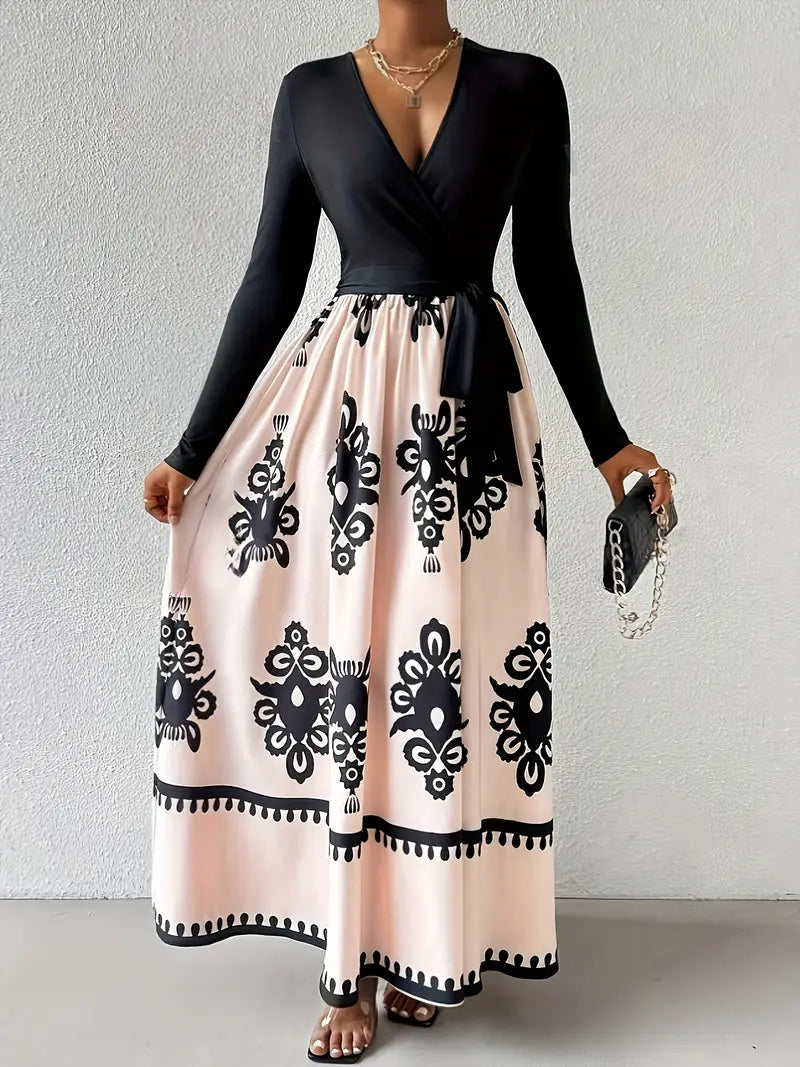 Harper | Elegante Jurk met Geometrisch Motief voor Dames