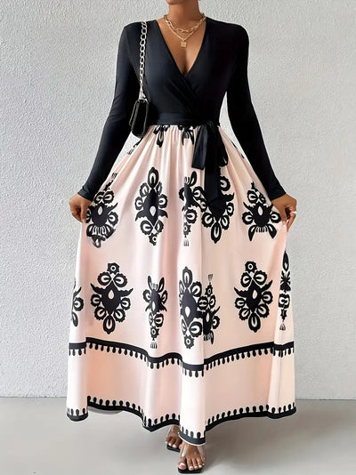 Harper | Elegante Jurk met Geometrisch Motief voor Dames