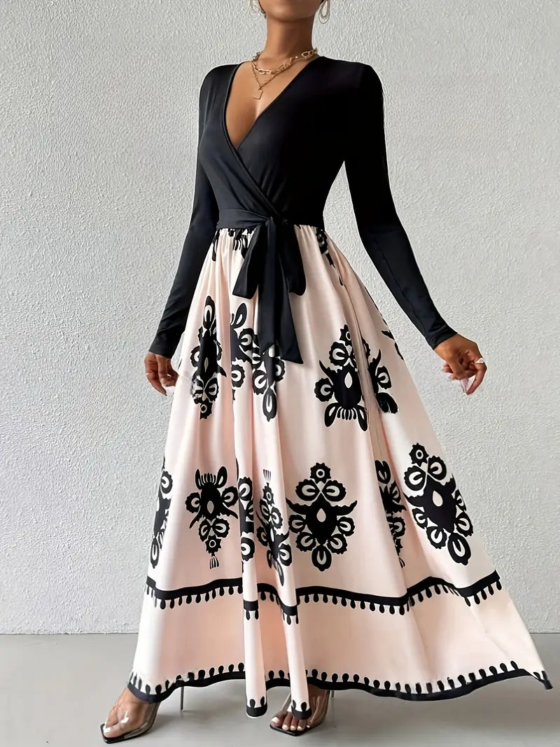 Harper | Elegante Jurk met Geometrisch Motief voor Dames