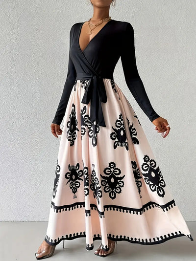 Harper | Elegante Jurk met Geometrisch Motief voor Dames