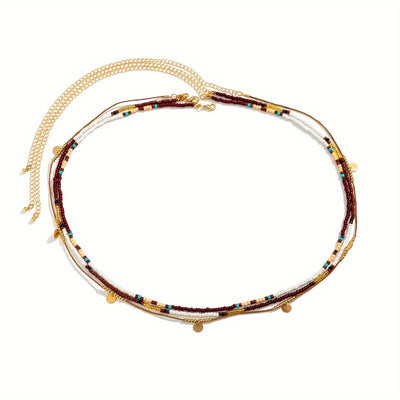 Harper | Boho Chic 3-Piece Beaded Necklace Set with Sequins 