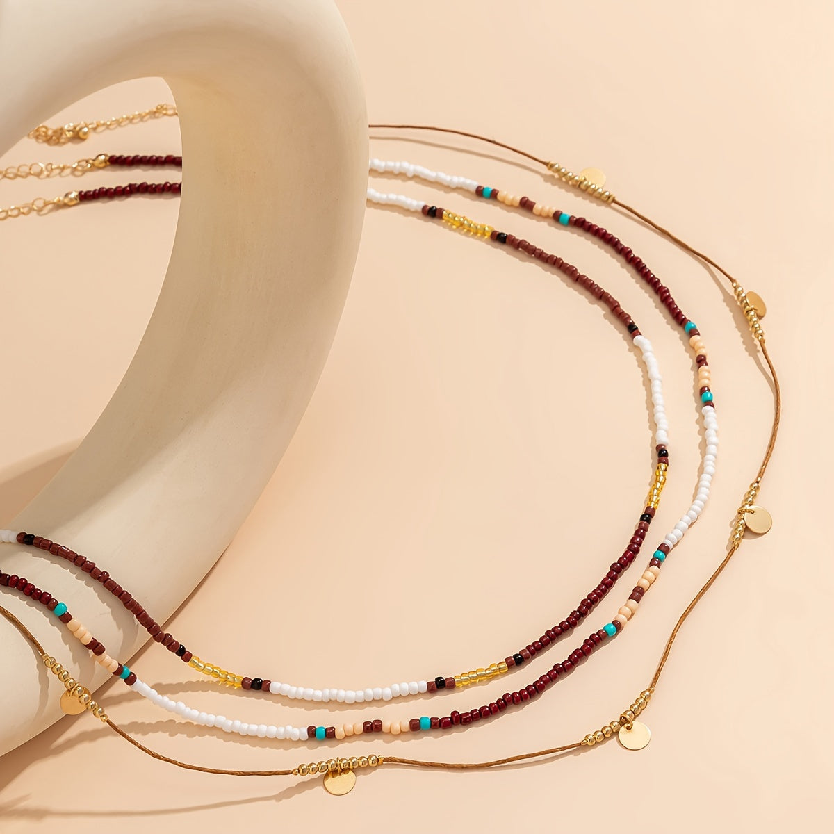 Harper | Boho Chic 3-Piece Beaded Necklace Set with Sequins 