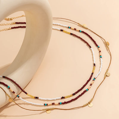 Harper | Boho Chic 3-Piece Beaded Necklace Set with Sequins 