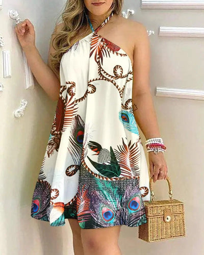 Haven | Stijlvolle Halterjurk met Tropische Print
