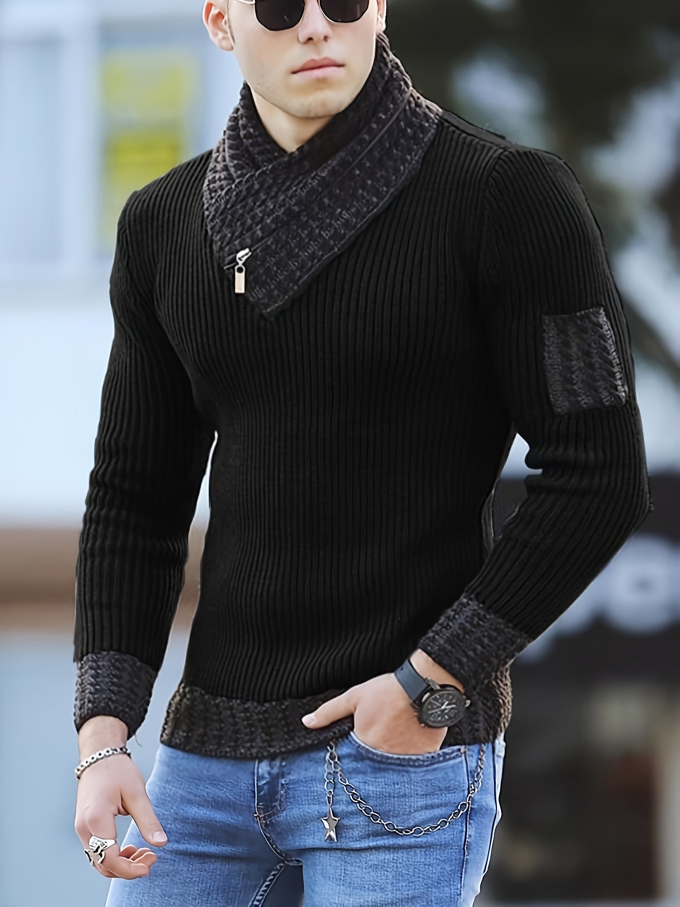 Henri | Stylish Knitted Sweater with Unique Shawl Collar