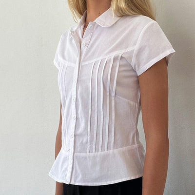 Hester | Classic Poplin Blouse with Short Sleeves 
