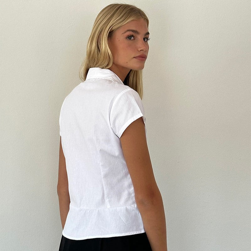 Hester | Classic Poplin Blouse with Short Sleeves 