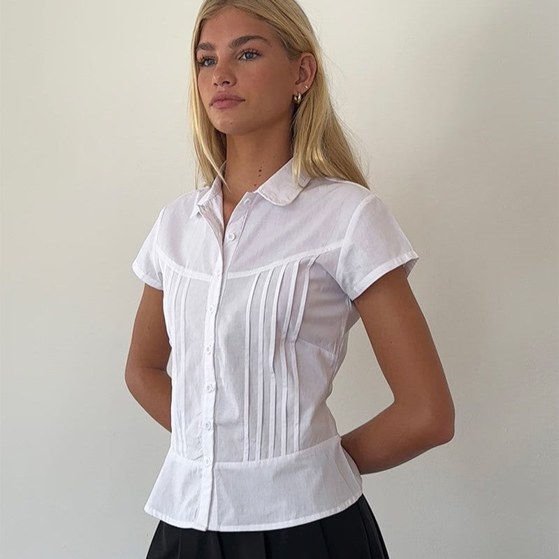 Hester | Classic Poplin Blouse with Short Sleeves 