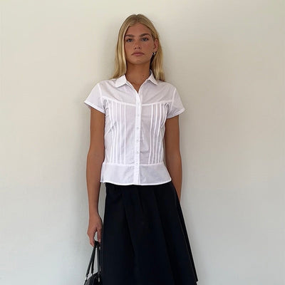 Hester | Classic Poplin Blouse with Short Sleeves 