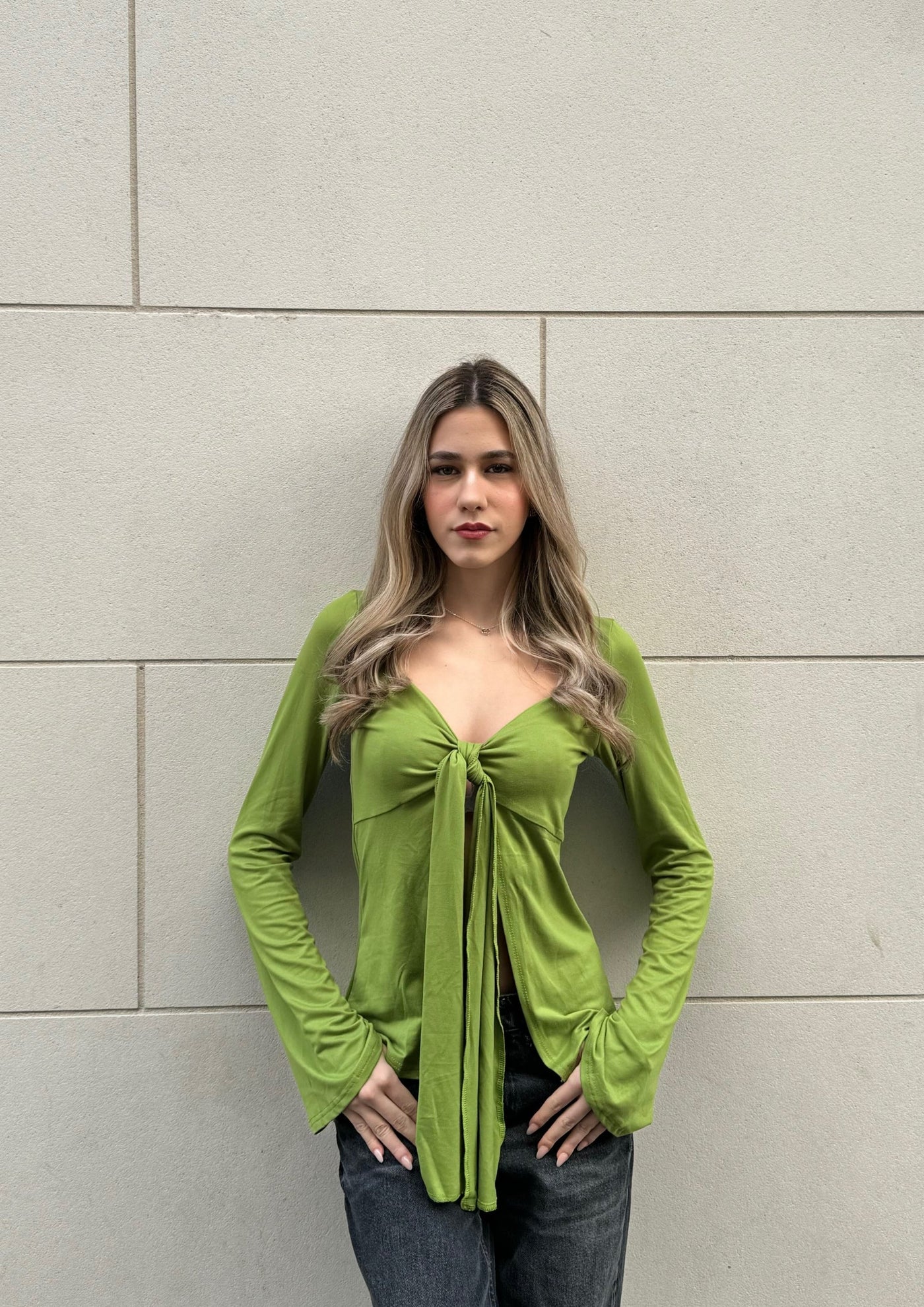 Elyana - V-Neck Tie Front Top