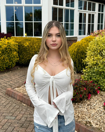 Leandra - Flared Sleeve Tie-Front Top