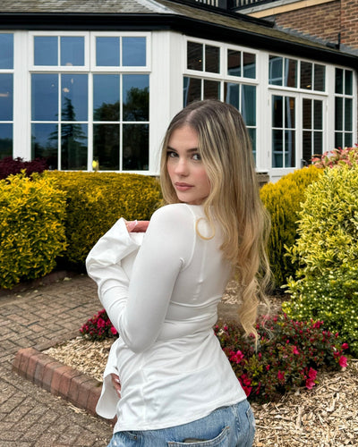 Leandra - Flared Sleeve Tie-Front Top