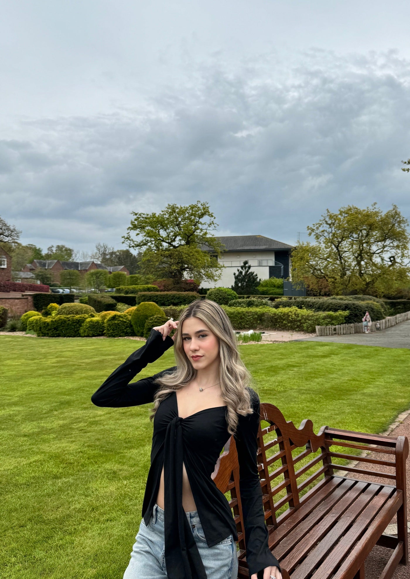 Elviana - Long Sleeve Tie-Front Top