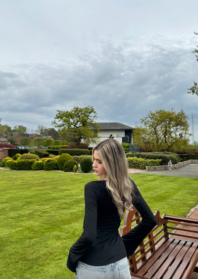 Elviana - Long Sleeve Tie-Front Top