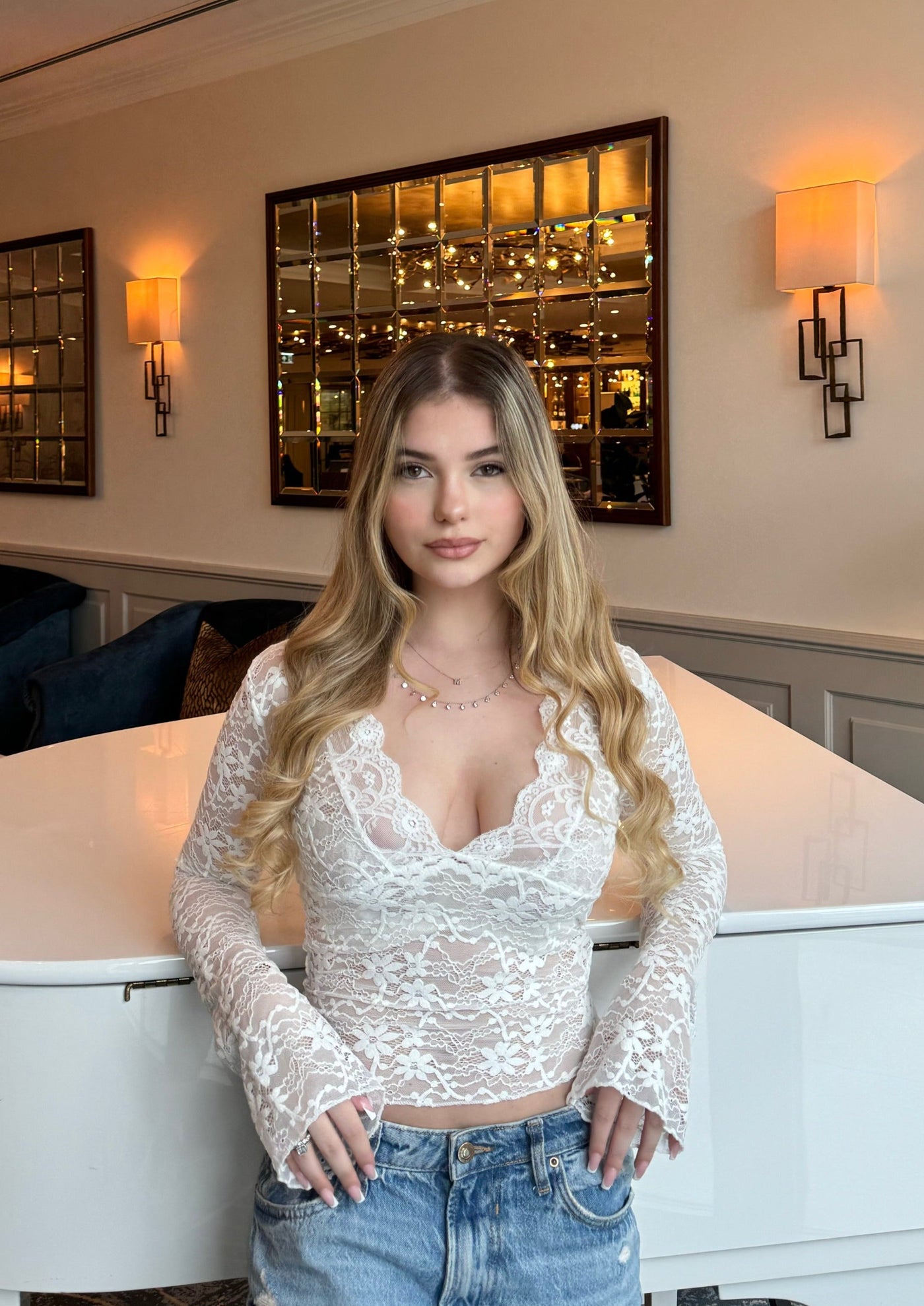 Lunelle - Lace Bell Sleeve Top