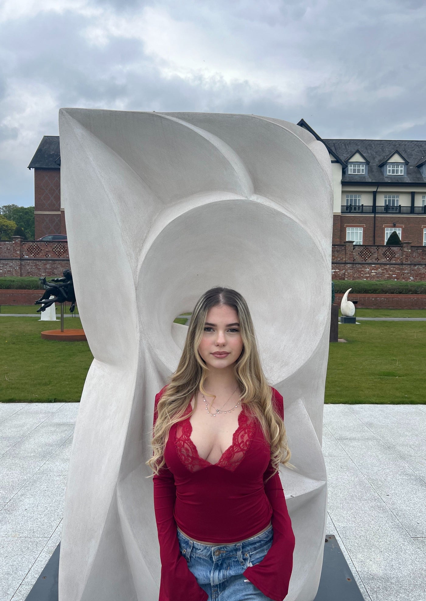 Isalina - Lace-Trimmed V-Neck Top