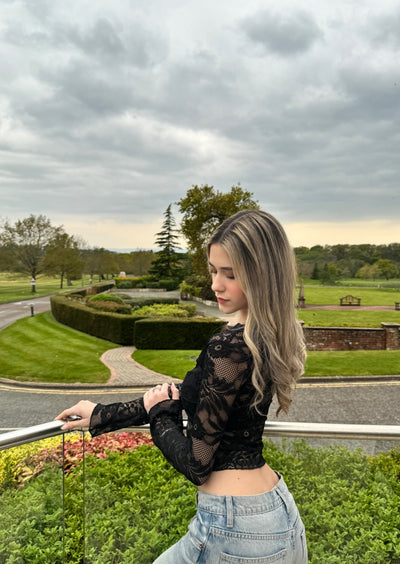 Elysia - Lace Bell Sleeve Top