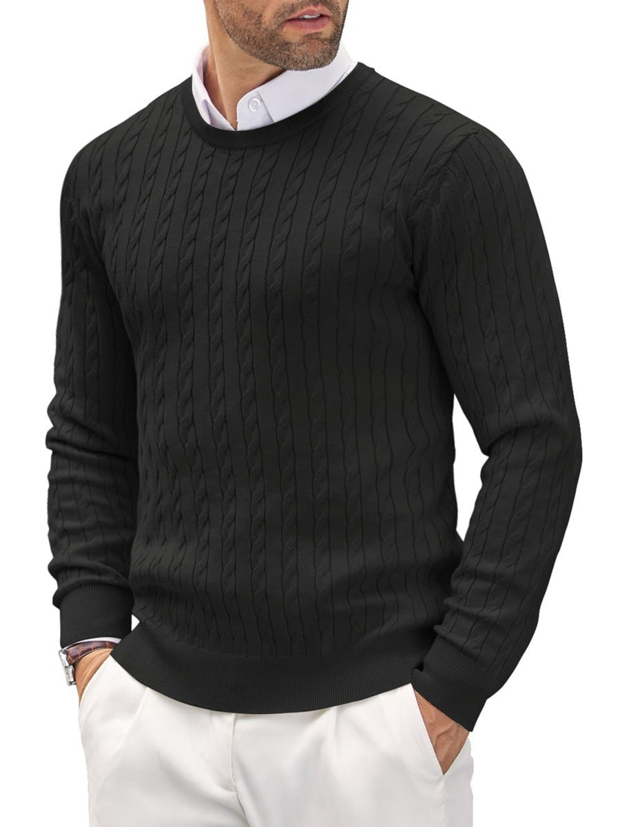 Slim fit fijn gebreide heren trui met ronde hals