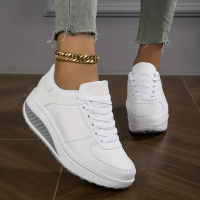 Dames Sneakers – Verhoogde Plateauzool met Grafische Print