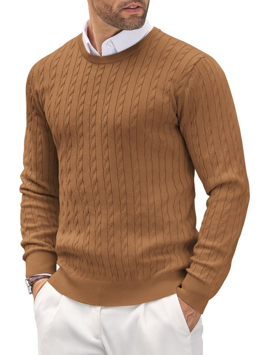 Slim fit fijn gebreide heren trui met ronde hals